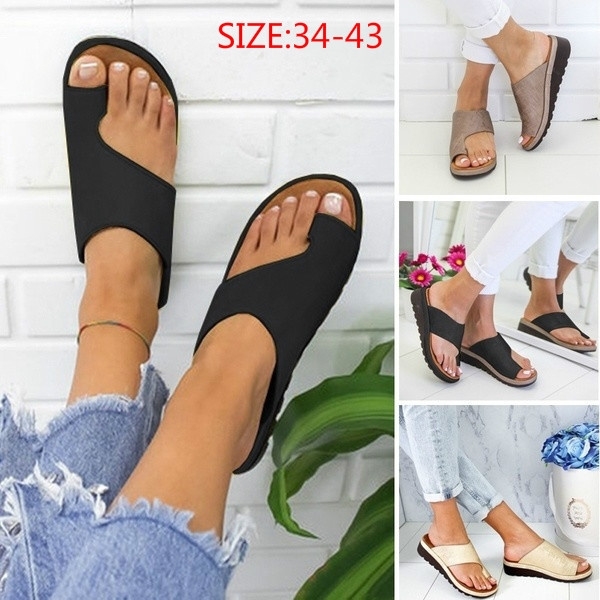 Women'S Summer Sandals Orthopedic Flip Flop Ladies Sandals Bohemia Roman  Light Slip On Female Shoes For Ankle Strap Outdoor Anti Slip Casual Soft  Big Toe Foot Correction Sandal price in UAE |